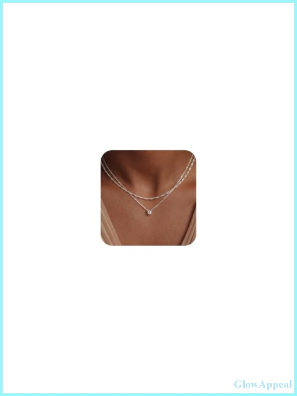 Silver Plated Cubic Zirconia Layered Necklace Set Choker Pendant